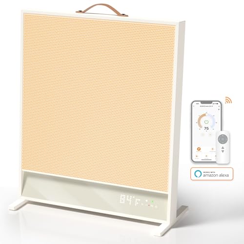 Sunkos Portable Electric Space Heater - Safe and Quiet Heater for Indoor, Large Room, Office, Bedroom, and Garage Use, Advanced Far-Infrared Heat with Thermostat, No Fan & Light, Energy Efficient