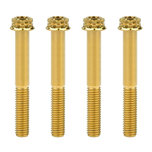 Image of Titanium Flange 12 Point Head M8 x15 20 25 30 35 40 45 50 55 60 65mm Screw Bolt Pack of 4 (M8x60mm, Gold)