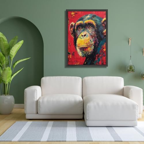 Peinture de primate tableau singe rouge déco murale 50x70cm