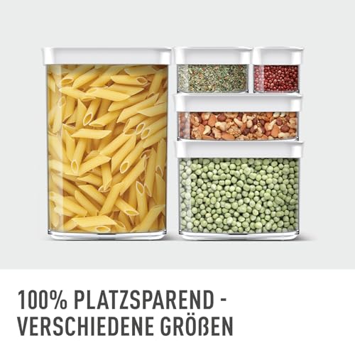 Emsa Optima 5-teiliges Trockenvorratsdosen-Set, 0,45, 2 x 1, 1,6, 2,2 Liter, rechteckig, 100 Prozent sicher, hygienisch, platzeffizient… – Ansicht 5