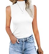 REVETRO Women Casual Long Sleeve Shirts Mock Turtleneck Tops Slim Fit Basic Lightweight Plain T-S...