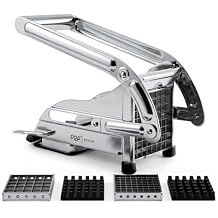 French Fry Cutter, Dishwasher Safe Stainless Steel Potato & Vegetable Slicer, 2 Blade Sizes 1/2" & 3/8", Suction Base, Perfect for Air Fryer & Deep Fryer by POP