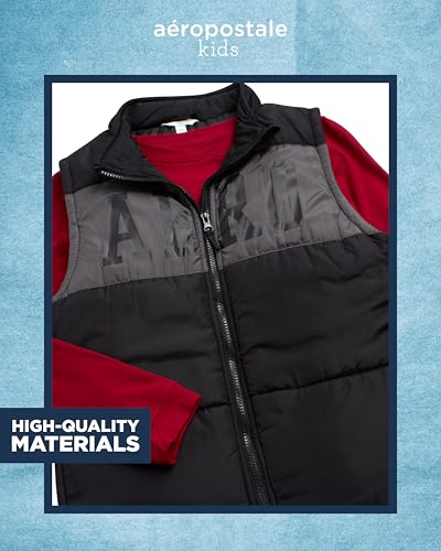 AEROPOSTALE Boys Active Sweat Set - 3 Piece Boys Long Sleeve Shirts Youth Sweatpants & Puffer Vest Kids Matching Set (4-12)3