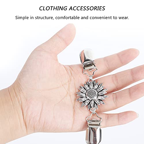 Generic 3Pcs Vintage Sunflower Cardigan Clips Iron Sweater Shawl Clips Metal Floral Collar Clips Shawl Clips Brooch Clip For Women Girls Silver #TOP2