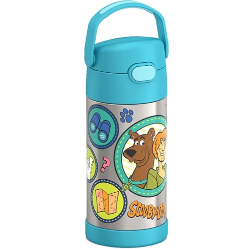 Image of THERMOS FUNTAINER Water Bottle with Straw - 12 Ounce - Kids Stainless Steel Vacuum Insulated Water Bottle with Lid, Scooby-Doo
