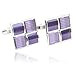 Digabi Square Purple Glazing Platinum Plated Cufflinks with Box