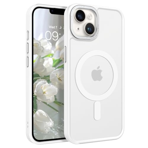 Image of BENTOBEN Magnetic for iPhone 13 Case & iPhone 14 Case [Compatible with Magsafe] Translucent Matte Phone Case iPhone 13 /14 6.1 inch Slim Thin Shockproof Women Men Protective Cover, Pure White