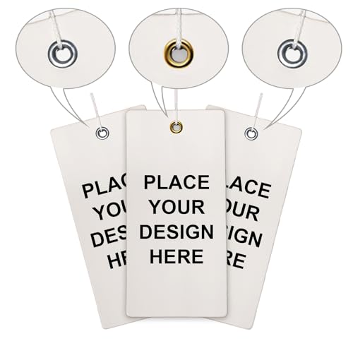 100pcs 2x3.5 INCHES Custom Kraft Paper Hang Tags with Logo and Text, Price Tags Jewelry Hang Tags Labels,Paper Hang Tags for Small Business(Metal Eyelets are Optional)