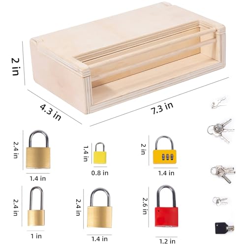 MIKNEKE Montessori Lock and Key Toy Set for Kids, Educational Locks and Keys Toy, Montessori Materials Homeschool Preschool Educationl Toys for 3+ Year Old Toddlers (6 Pack Locks), LOCKS KEYS 01