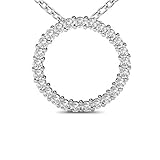 Madina Jewelry 1.00 Ct Ladies Round Cut Diamond Pendant/Necklace 18 Kt White Gold