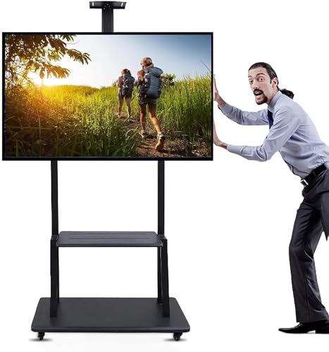 Soporte móvil para TV con ruedas y almacenamiento ajustable