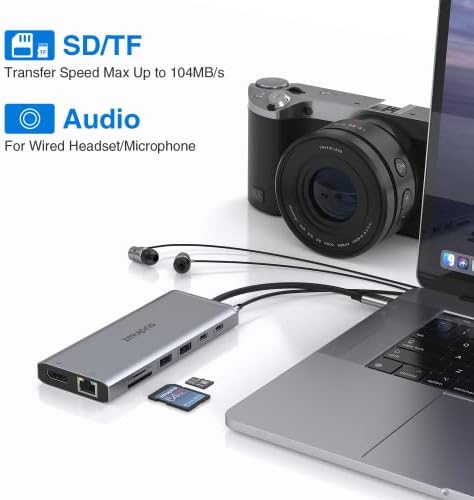 USB C Docking Station Dual Monitor HDMI for Dell HP, Thunderbolt 3/4 Dock USB C Hub Multiport Adapter to 2 HDMI 4K,Displayport,Ethernet,4 USB,2 USB C,PD,SD/TF,3.5MM for Lenovo,Surface,MacBook Laptops