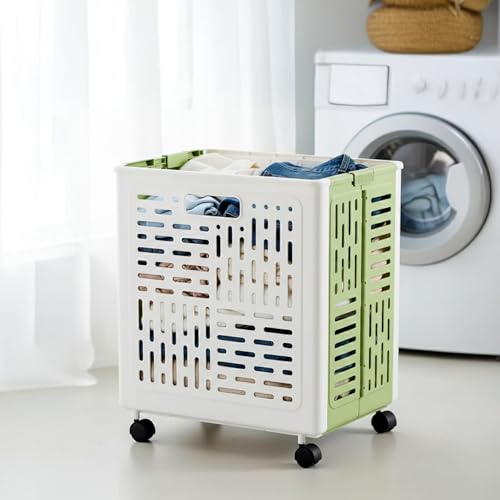 Panier à linge pliable gain de place avec roulettes intégrées 44L - 2