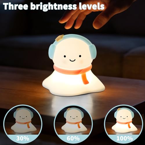Image of Snow Baby Silicone Night Light - Rechargeable, Adjustable Brightness and Timer Function, Suitable for Children's Rooms and Bedrooms, Great Gift for Festivals