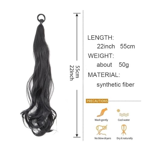 Coda Di Cavallo Extension Coda Di Cavallo Con Elastico Sintetico In Gomma, Dolce Ragazza, Nera, Lunga E Riccia, Estensione For Capelli, Parrucca Resistente Al Calore Ponytail Extension(Medium Brown) - 4