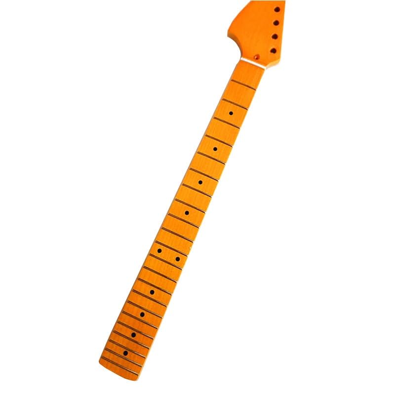 Manche guitare électrique tête inversée 22 frettes en érable laqué jaune