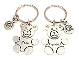 ChubbyChicoCharms Best Friends Teddy Bears Pewter Charm Key Chain Set of 2