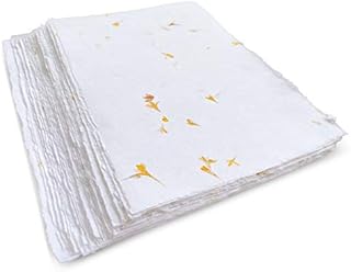 Wanderings Handmade White Deckle Edge Blank Paper - A5 Size Package of 50 - Mixed Media Loose Leaf Paper for Watercolor, Writers, Invitations, Crafts - Thick 130 GSM - 21x13cm