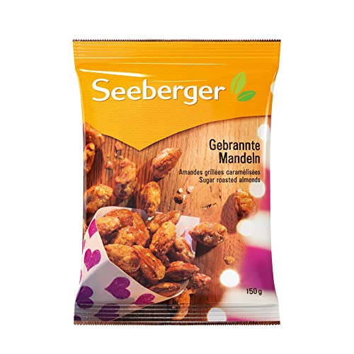 Seeberger Gebrannte Mandeln Knackige fein süßliche Mandeln umhüllt von einem knackigen Karamellmantel - intensives Aroma - glutenfrei vegan (5 x 150 g)