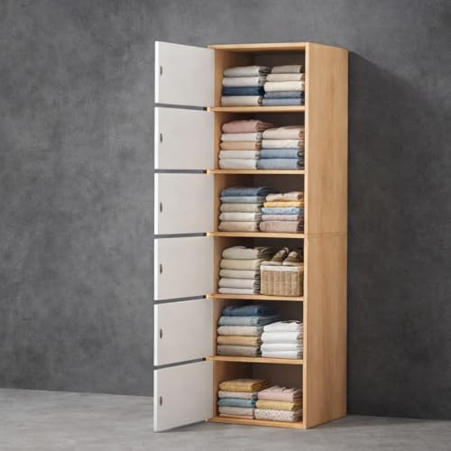 Image of LERIMO Wooden Wardrobe Almirah for Bedroom & Kids - 6 Door Clothes Storage Cupboard | Wooden Wardrobe Cabinet for Clothes, Toys & Accessories | Modern Storage Almirah (Black, 6-Door)