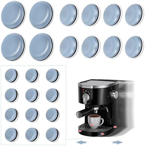GINOYA Appliance Sliders for Kitchen，24pcs Adhesive　Sliders for Espresso Machine, Coffee Makers, Air Fryer, Microwave, Bread Machine, Blenders, Aid Mixer and Other Heavy Kitchen Items (3 Sizes) Cover