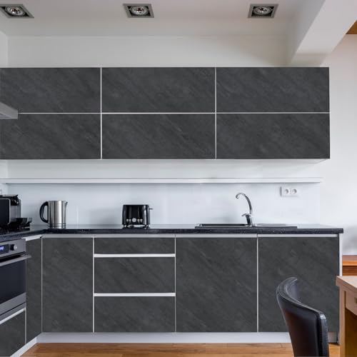Hode Klebefolie Möbel Grau 90x500cm Möbelfolie Betonoptik Selbstklebende Folie für Möbel Küche Fensterbank Schrank Dunkelgrau Wasserdicht Vinyl Tapeten