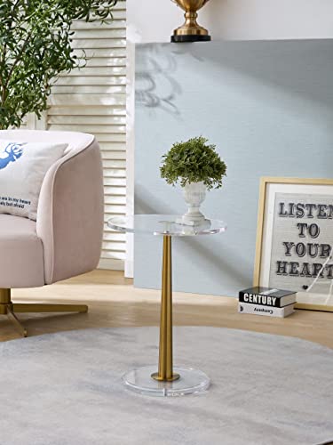 Meetlake Clear Acrylic Table With Cone Metal Pole (Small, Brushed Gold) … #TOP2