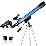 Tuword Telescopio Astronómico 50/600mm Refractor Telescopio para Niños y Adultos Principiantes con Adaptador de Teléfono Móvil para Observar la Luna