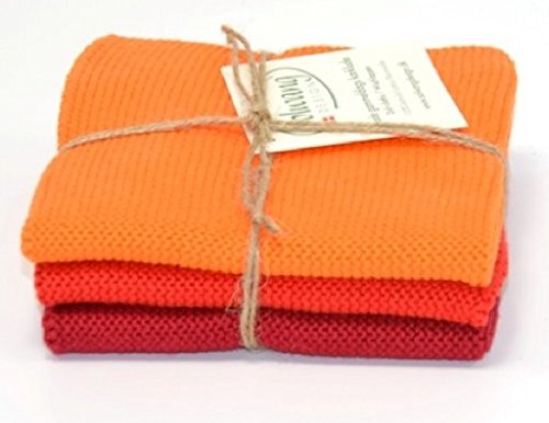 SolwangCleaning Cloths Orange Red Combi Knitted Wipes Cotton Wipes Stainless Steel