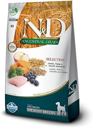 N&D Ancestral Grain Selection Ração para Cães Adultos Raças Média...