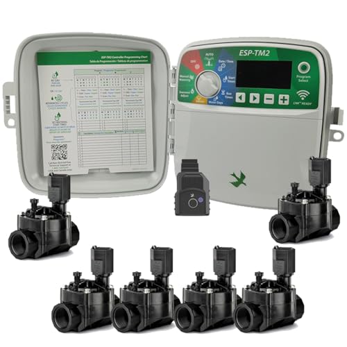 Suinga Programmatore di irrigazione a zone | Irrigazione automatica per giardino | Timer di irrigazione elettrica | Uso con elettrovalvole da 24 V 1' (esterno Wifi + elettrovalvole, 6, zone di