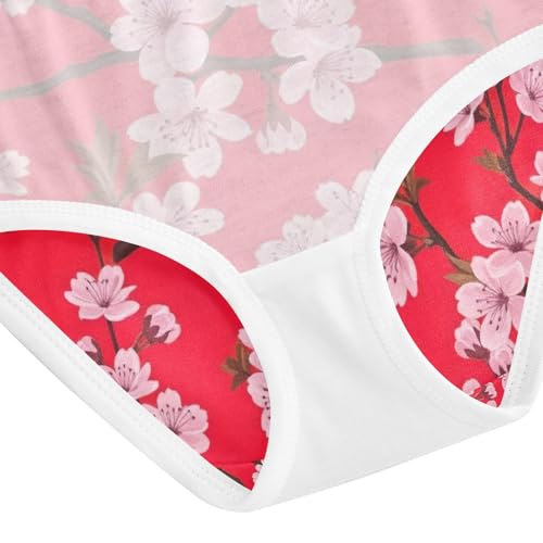 Cherry Blossoms Branches Red Toddler Girl Undies, Girls' Cotton Brief Underwear, 2T–8 Years4
