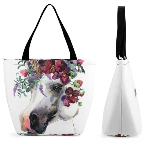 Sac de shopping fleurs licornes : Finis les sacs trop petits pour le voyage et les cours