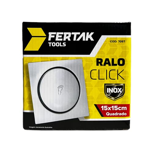 Ralo Click Modelo Quadrado em Aço Inox para Banheiro Cozinha Lavabo 15x15cm