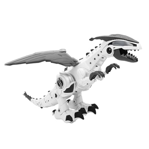 Juguete dinosaurio robot blanco que camina para evitar pantallas 3