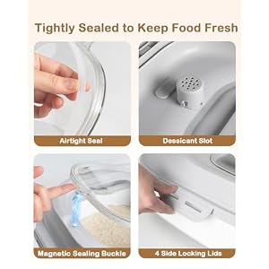 20-50Lbs Food Storage Containers,Collapsible Rice Container with Wheel Airtight Locking Lid,Flour Storage Container with Small Food Container and Scoop,Suitable for Food,Rice,Pet Food,Flour 20-50Lbs Food Storage Containers,Collapsible Rice Container with Wheel Airtight Locking Lid,Flour Storage Container with Small Food Container and Scoop,Suitable for Food,Rice,Pet Food,Flour