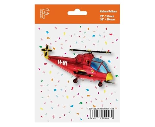 Palloncino a Forma di Elicottero, Rosso e Giallo, Modello H-81, 89 cm