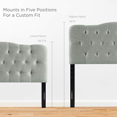 Image of Modway Annabel Tufted Button Linen Fabric Upholstered Queen Headboard in Gray