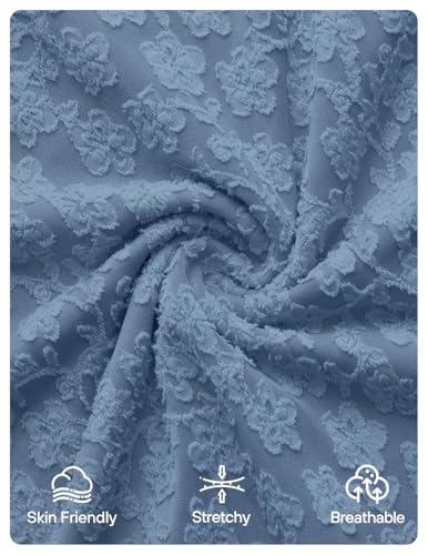 ZESICA Women's Summer Floral Spaghtti Straps Midi Dress 2026 Bodycon Sleeveless Square Neck Casual Beach Long Dresses Dusty Blue Large