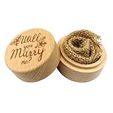 MALUGOGO Caja Redonda Vintage de Plástico para Anillos y Collares, Estilo Rústico y Romántico, Ligera Ceremonia de Boda o Propuesta de Matrimonio