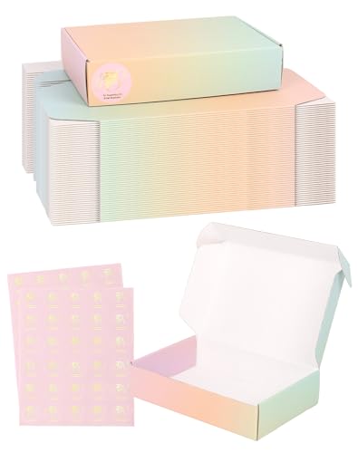 Small Colored Shipping Boxes, 9x6x2 Inch Cute Packaging Box for Gift, Pack of 45