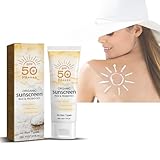 Crema Protectora Solar Loción Protectora Solar, Crema Protectora Orgánica de Arroz Probiótico, PF50+ PA++++, Protección UV Cara Cuerpo Exterior, Ligera, No Grasa y Fácil de Aplicar