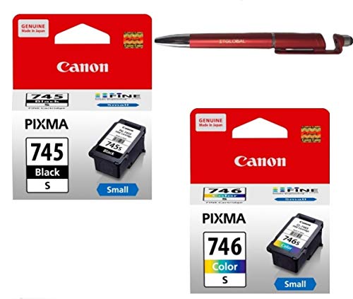 Image of Canon 745 Small & 746 Small Ink Cartridge with ITGLOBAL 3in1 Multi-Function Mobile Phone Stand, Stylus Pen, Anti-Metal Texture Rotating Ballpoint Pen (Very Colors) PG-745 S CL-746 S