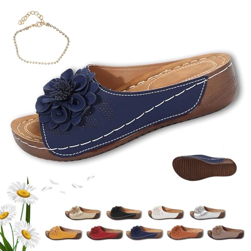Comfortable Non-slip Solid Color Open-Toe Wedge Sandals,Womens Comfortable Arch Support Slides,Platform Slippers