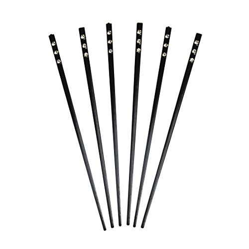 Set of 6 Hair Sticks with 3 Diamonds Chopsticks - 6 Black