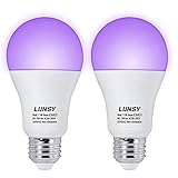 LUNSY 11W UV Light Bulb 2Pack, A19 Black Light Bulbs, E26/E27 Medium Base, UVA Level 385-400nm,...