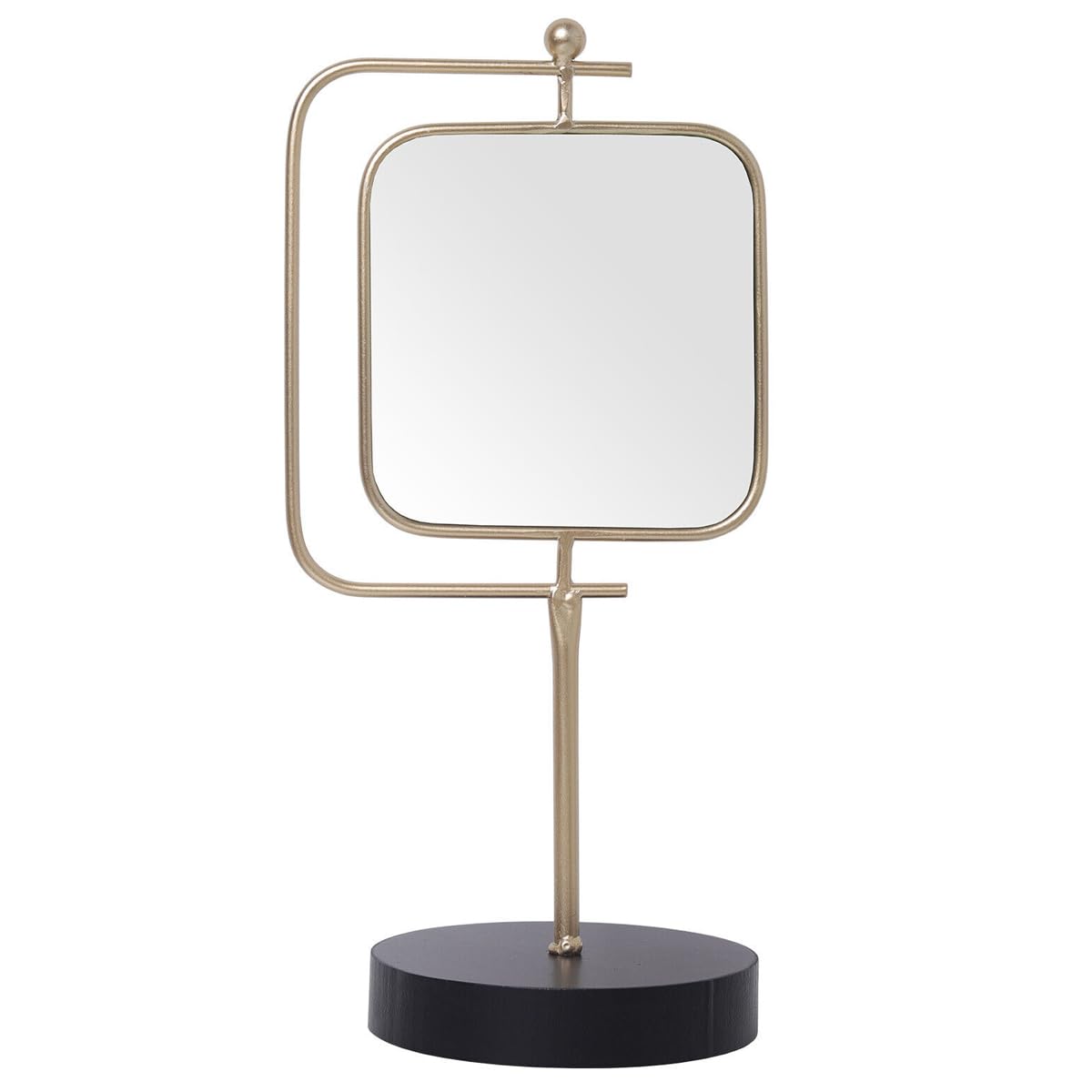 Sponsored Ad - Krevia Metal Vintage Tabletop Makeup Mirror with Stand | Single Sided Gold Vanity Mirror for Dresser Vanity Table Desk | Countertop Cosmetic Beauty Mirror for Women | Square Make Up Mirror