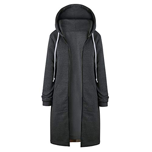 Manteau d'hiver à capuche chaud femme gris XL zippé isolant anti-vent