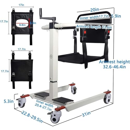 Patient Lift Transfer Chair, Patient Lift for Home Portable Car Lift Transfer Lift Wheelchair Transfer Lift Aid for Disabled and Elderly Nursing Bedside Commode Transport Chair (New)