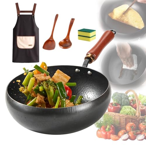Wok japonés de hierro fundido sin recubrimiento 26 cm miniatura 1